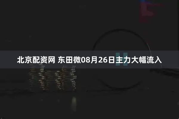北京配资网 东田微08月26日主力大幅流入